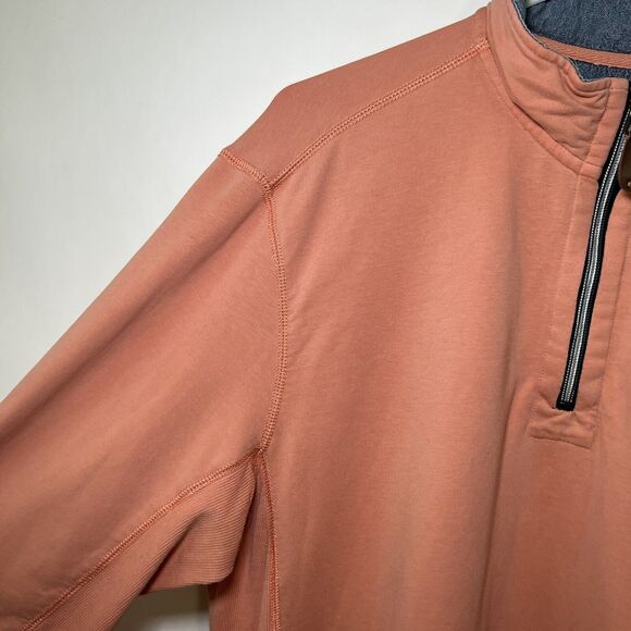 Johnston & Murphy 1/4 Zip Pullover Sweater Men Size Large Peach Orange Mock Neck - Picture 5 of 11